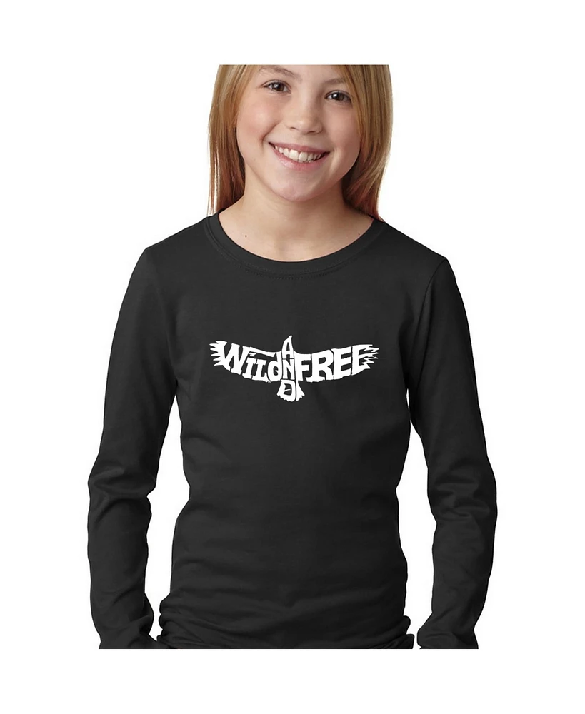 La Pop Art Girls Word Long Sleeve - Wild and Free Eagle