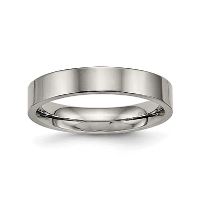Chisel Titanium Polished Flat Comfort Fit Wedding Band Ring