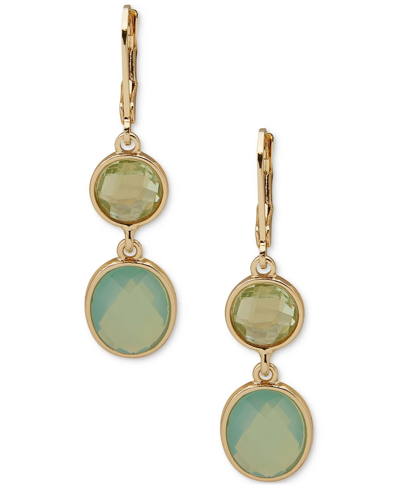 Anne Klein Gold-Tone Stone Double Drop Earrings