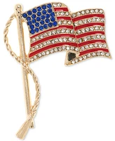 Anne Klein Gold-Tone Pave Waving American Flag Pin