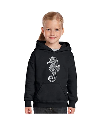 La Pop Art Girls Word Hooded Sweatshirt - Types of Seahorse