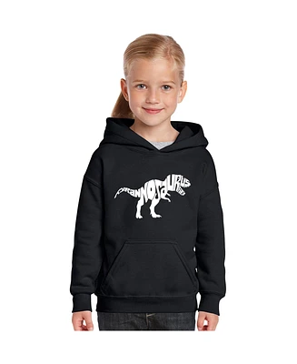 La Pop Art Girls Word Hooded Sweatshirt - Tyrannosaurus Rex