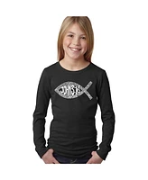 La Pop Art Girls Word Long Sleeve - John 3:16 Fish Symbol