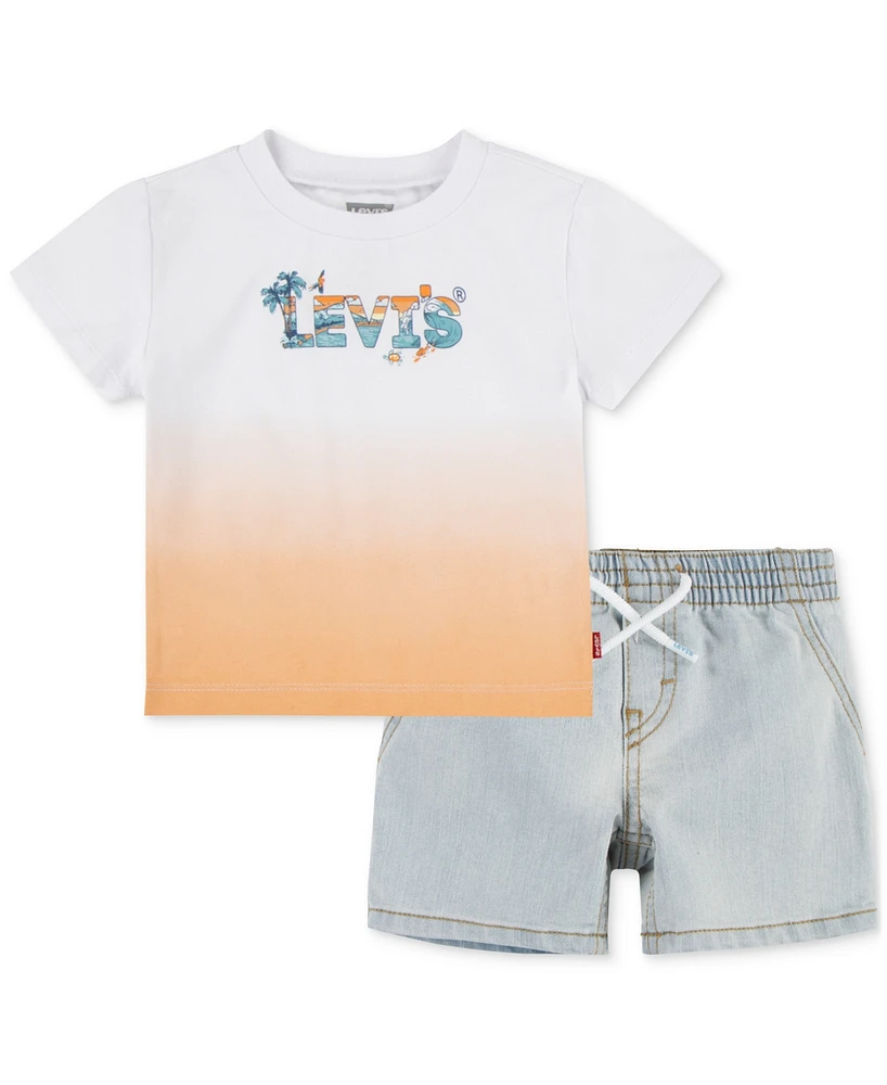 Levi's Little Boys Beach Logo T-Shirt & Denim Shorts, 2 Piece Set