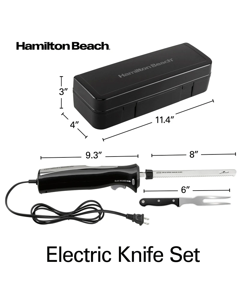 Hamilton Beach Electric Knife Set with Fork Case