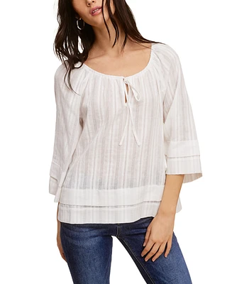 Fever Dobby Stripe Cotton Boho Top