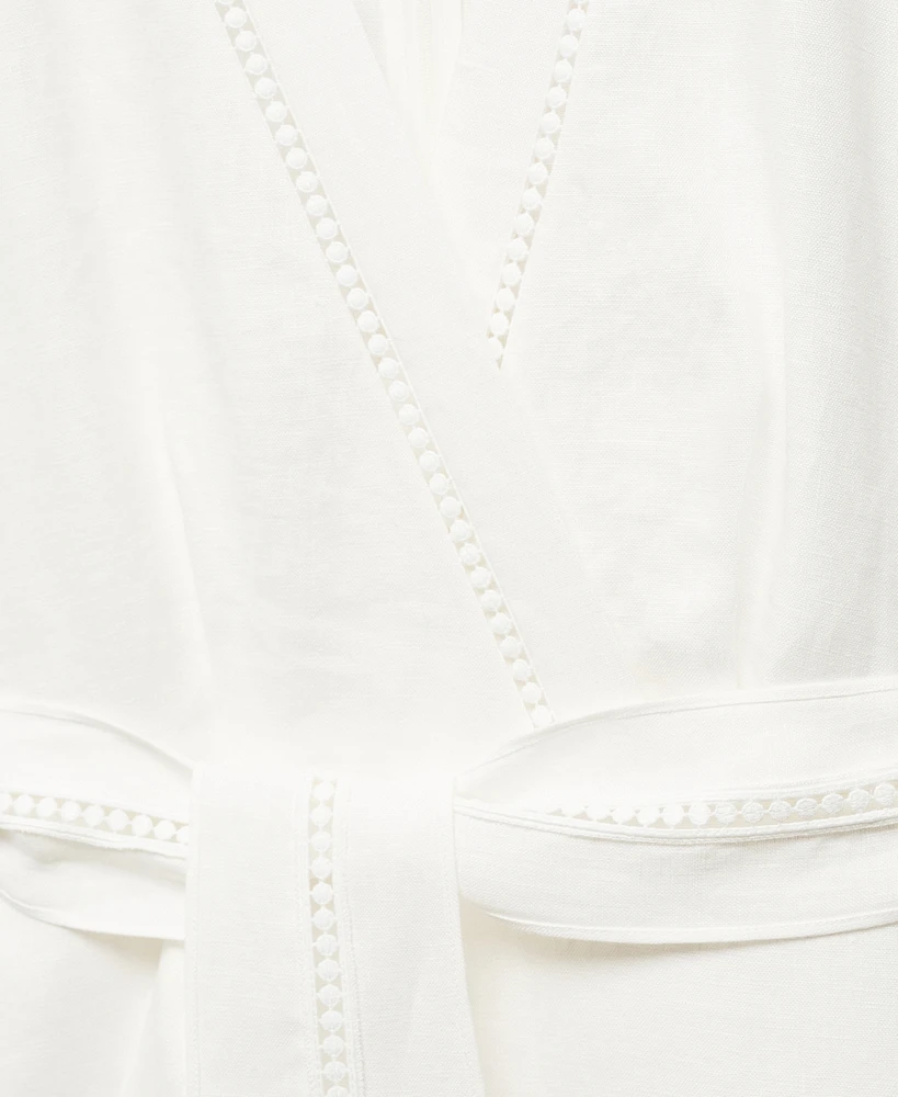 Mango Women's Bow Linen-Blend Dress