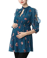 kimi + kai Maternity Floral Print Babydoll Blouse