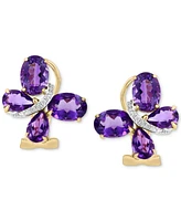 Amethyst (3-7/8 ct. t.w.) & Diamond (1/20 ct. t.w.) Butterfly Statement Earrings in 14k Gold