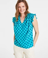 On 34th Women's Sleeveless V-Neck Ruffle Top