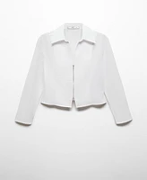 Mango Women's Fitted Cotton Zipper Shirt