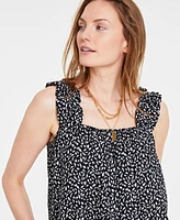 On 34th Women's Garden-Print Ruffled Tank Top, Created for Macy's