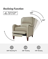 Hulala Home Leather Pushback Recliner chair with Adjustable Backrest for Livingroom