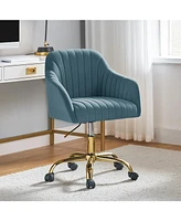 Hulala Home Velvet Office Desk Chair Height Adjustable