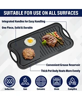 Chefsspot Preseasoned Cast Iron Reversible Griddle Plate Pan - 20"