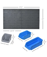 Durhand 44-pc Wall Mounted Pegboard Tool Organizer Rack Kit with Storage Bins Blue