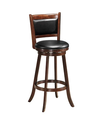 Sugift 29 Inch Wooden Upholstered Swivel Counter Height Stool Dining Chair