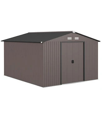 Outsunny 11' x 9' Steel Outdoor Utility Storage Tool Shed Kit for Backyard Garden