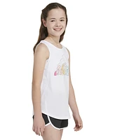 adidas Big Girls Sleeveless Curved-Hem Cotton Logo Tank Top