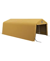 Outsunny 12' x 20' Portable Garage Carport with Ventilation Windows, Beige