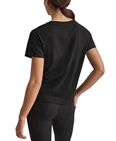 Dkny Sport Women's Cotton Rhinestone-Logo Knot-Front T-Shirt