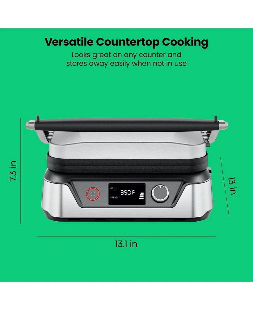 Chefman 5 in 1 Panini Press Grill w/ Reversable Non-Stick Plates, Opens Flat