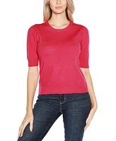 Belldini Women's Rivet- Detail Puff-Sleeve Sweater