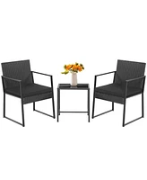 Sugift 3 Pieces Modern Heavy Duty Patio Furniture Set with Coffee Table