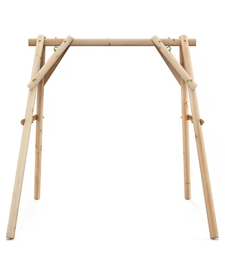 Sugift Heavy Duty Wooden Swing Frame with Reinforced Bars