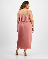 City Studios Plus Size Draped Sleeveless Midi Dress