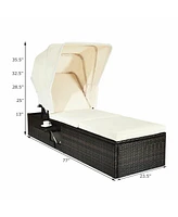Inolait Outdoor Chaise Lounge Chair with Folding Canopy