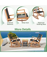 Sugift 3 Pieces Acacia Wood Rocking Bistro Set