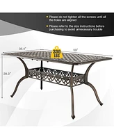 Sugift 59 Inch Aluminum Patio Dining Table with Umbrella Hole fot 6 Persons
