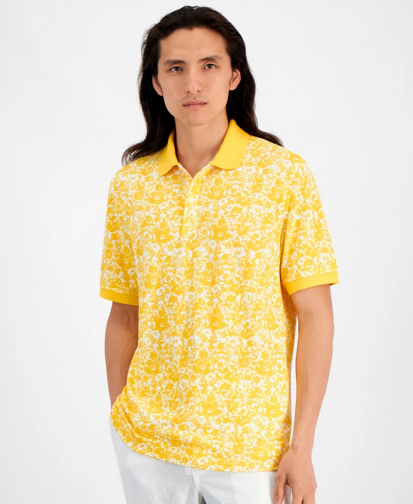 Club Room Men's Iris Regular-Fit Floral Performance Pique Polo Shirt, Created for Macy's