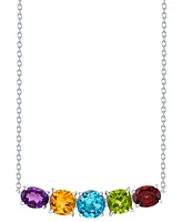 Multi-Gemstone Oval & Round Bar 18" Pendant Necklace (8-5/8 ct. t.w.) in Sterling Silver