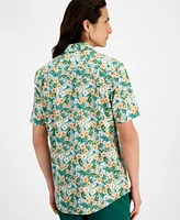 Club Room Men's Libra Regular-Fit Stretch Floral Button-Down Poplin Shirt, Created for Macy's