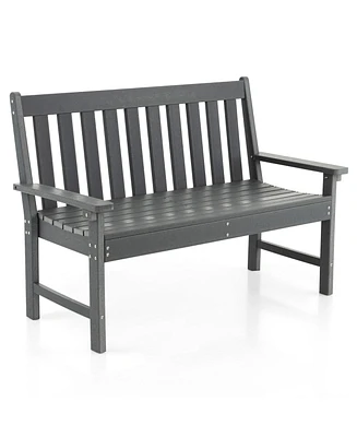 Sugift 52 Inch All-Weather Hdpe Outdoor Bench with Backrest and Armrests