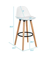 Sugift 2 Pieces Mid-Century Barstool 28.5 Inch Dining Pub Chairs