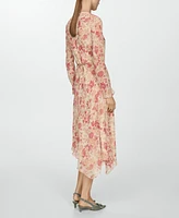 Mango Women's Asymmetrical Hem Floral Dress