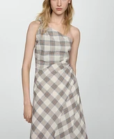 Mango Women's Checkered Asymmetrical Dress