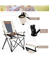 Sugift Folding Camping Chair with Cup Holder Armrest and Lumbar Pillow