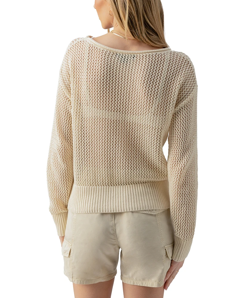Sanctuary Women's Cotton Open-Knit Long-Sleeve Sweater
