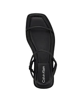 Calvin Klein Women's Prue Sqaure Toe Strappy Flat Sandals