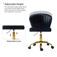 Modern Velvet Cute Armless Office Chair for Living Room Vanity Study