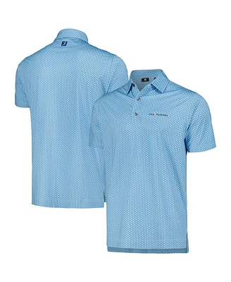 FootJoy Men's Light Blue The Players Scallop Shell Foulard Lisle ProDry Polo