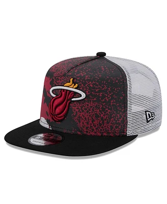 New Era Men's Black Miami Heat Court Sport Speckle 9fifty Snapback Hat
