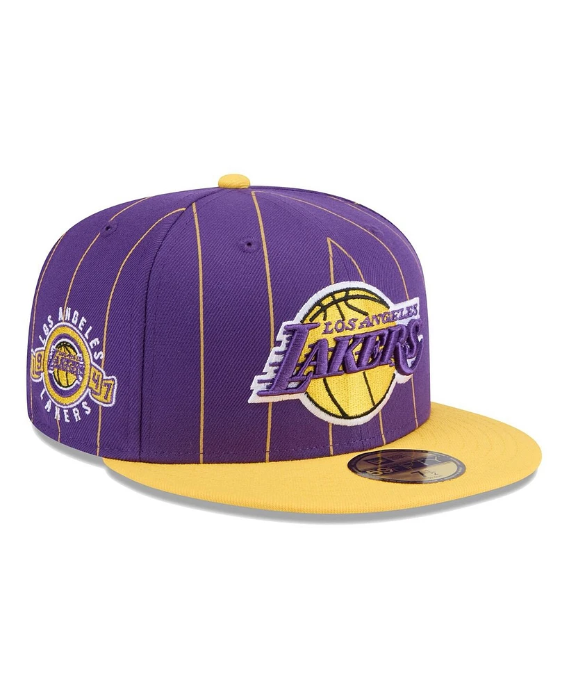 New Era Men's Purple/Gold Los Angeles Lakers Pinstripe Two-Tone 59fifty Fitted Hat