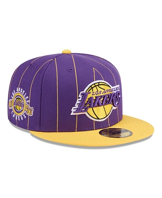 New Era Men's Purple/Gold Los Angeles Lakers Pinstripe Two-Tone 59fifty Fitted Hat