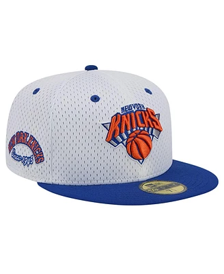 New Era Men's White/Blue New York Knicks Throwback 2Tone 59fifty Fitted Hat