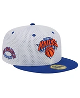 New Era Men's White/Blue York Knicks Throwback 2Tone 59fifty Fitted Hat